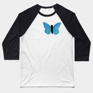 Butterfly Zentangle Mandala- Blue Watercolor Nature Baseball T-Shirt